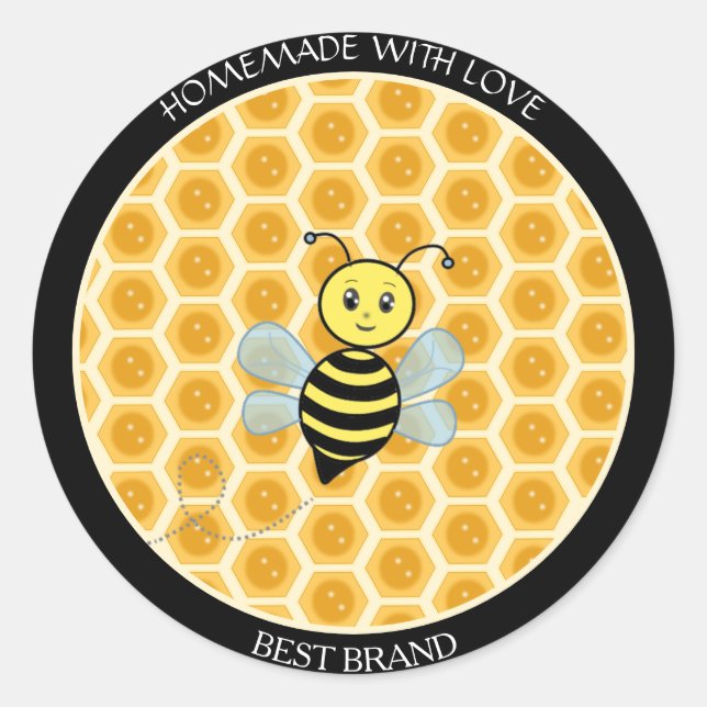 Adesivo Honeybee Jar Label & Honeycomb Homemade (Frente)