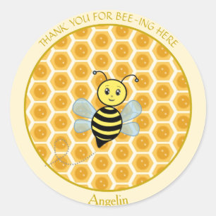 Adesivo Honeybee Jar Label & Honeycomb Obrigado