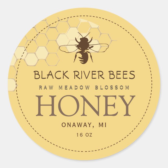 Adesivo Honeycomb & Bebê Raw Mel Amarelo (Frente)