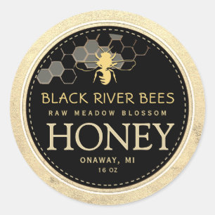 Adesivo Honeycomb & Bee Raw Mel Iridescente Borda Amarela