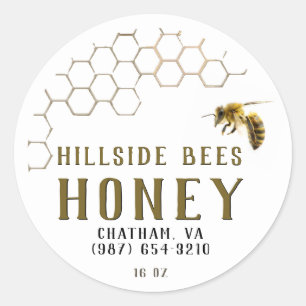 Adesivo Honeycomb e Bee Honey Label Kraft