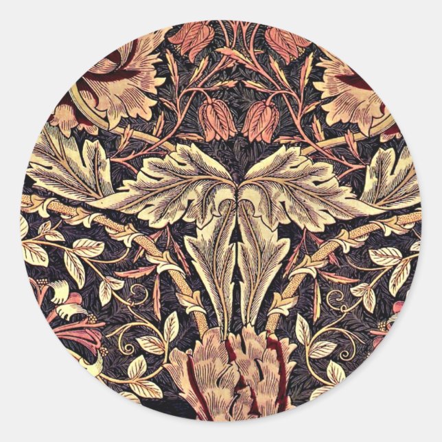 Adesivo Honeysuckle, um design de colheita William Morris, (Frente)