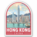 Adesivo Hong Kong China Viagem Art Vintage<br><div class="desc">Design de viagem de vetor retrovetor de Hong Kong. Uma mistura de Oriente e Ocidente: Hong Kong orgulha-se de uma mistura cativante de influências chinesas e ocidentais.</div>