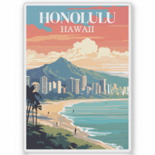 Adesivo Honolulu, Havaí: Viagem Vintage