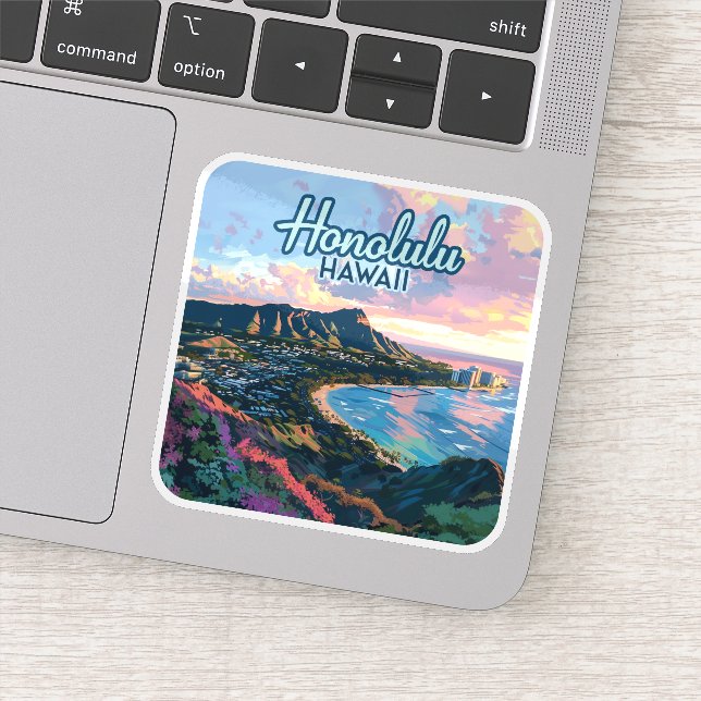 Adesivo Honolulu Hawaii Oahu Waikiki Beach Diamondhead (Detalhe)
