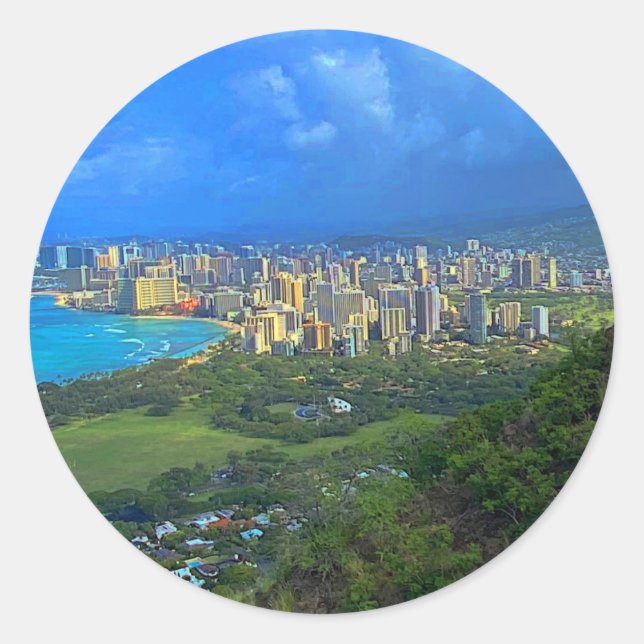 Adesivo Honolulu, Hawaii Skyline nº 1 Stickers (Frente)