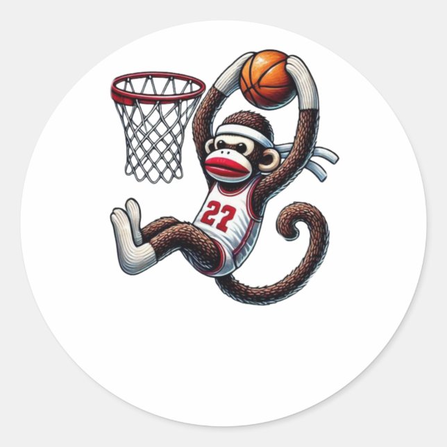 Adesivo Hoop de basquetebol em macaco-meia (Frente)