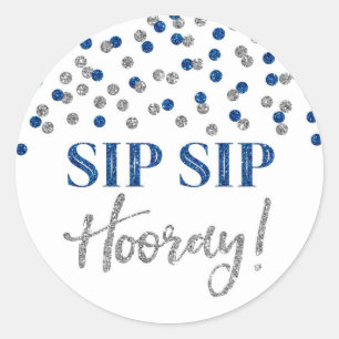 Adesivo Hooray de Confetti Sip Sip de Prata Azul Escuro