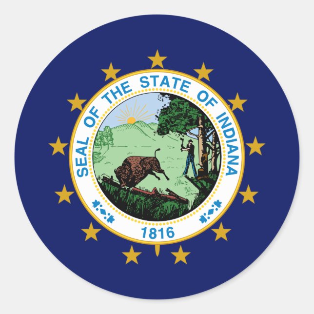 Adesivo Hoosier Flag & Seal, Flag of Indiana (Frente)