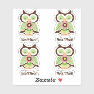 Adesivo Hoot! Conjunto aceitável de quatro corujas primav