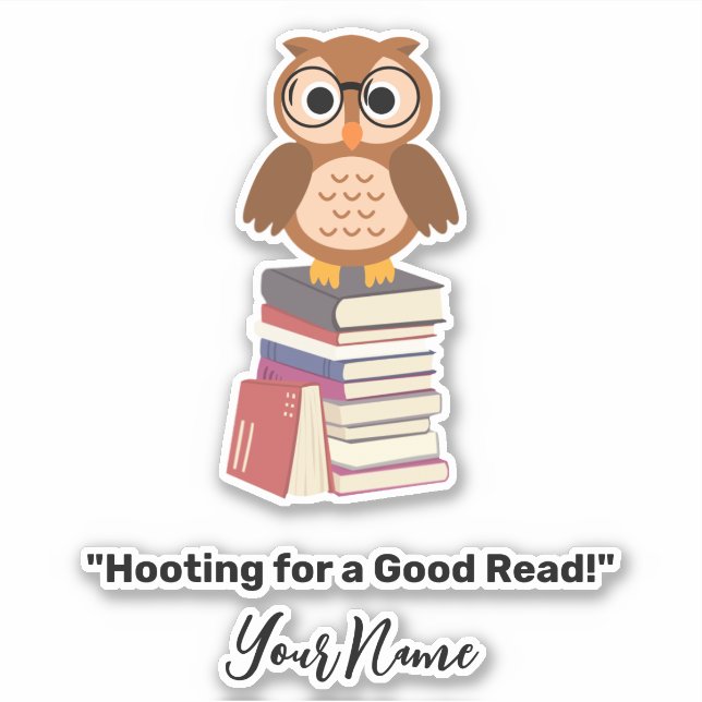 Adesivo "Hoot for a Good Read!" Amante de livros (Frente)
