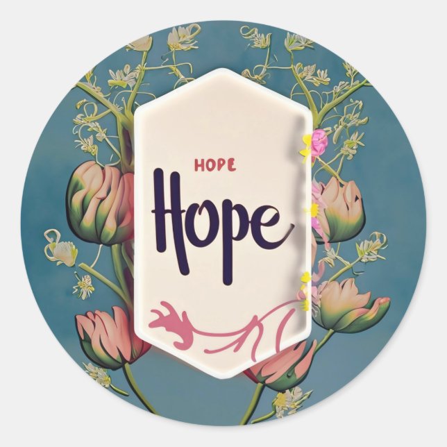 Adesivo Hope Blooms - Elegant Floral Typography  (Frente)