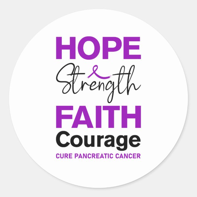 Adesivo Hope Strength Faith Cure Purple Pancreatic Cancer (Frente)