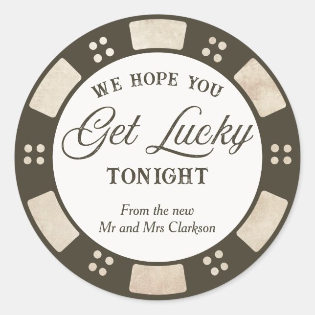 Adesivo Hope You Get Lucky Wedding Rustic Poker (Frente)
