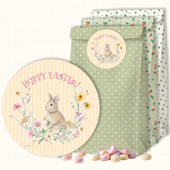 Adesivo Hoppy Easter Bunny Wildflower Floral Envelope Seal (Criador carregado)