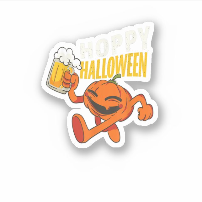 Adesivo Hoppy Halloween Beer Bebendo Pumpkin Halloween (Frente)