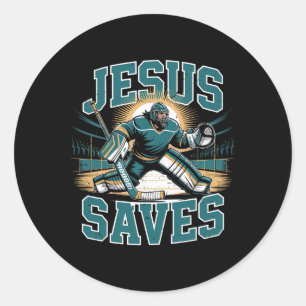 Adesivo Hóquei Cristão Jesus Salva Humor de Goleiro de Hóq