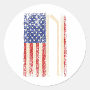 Adesivo Hóquei EUA Bandeira Americana Stick de Hóquei no G