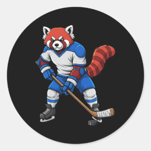 Adesivo Hóquei no Gelo Panda Vermelho Atleta Animal