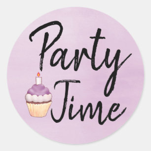 Adesivo Hora da Festa, Cupcake de Aquarela Puro, Aniversá