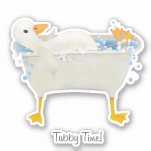Adesivo Hora de banho! Pato relaxando em uma banheira com
