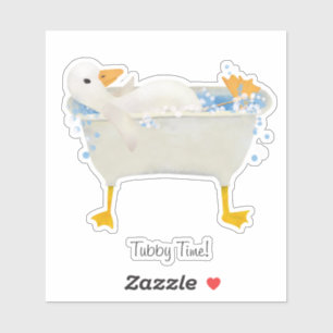Adesivo Hora de banho! Pato relaxando em uma banheira com 