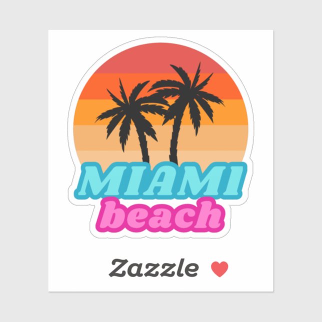 Adesivo Hora de verão de Miami Beach (Folha)