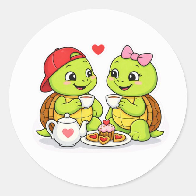 Adesivo Hora do chá das tartarugas com amor (Frente)
