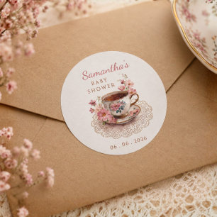 Adesivo Hora do chá floral vintage convite de chá de bebê