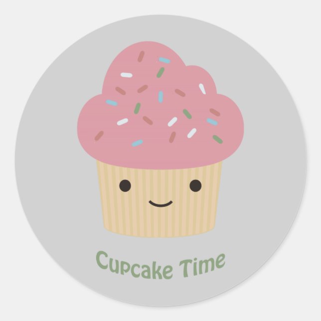 Adesivo Hora do cupcake! Cupcake rosa-claro (Frente)