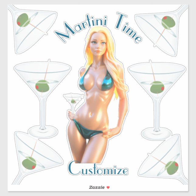 Adesivo Hora do Martini Babe de Bikini Thunder_Cove  (Folha)
