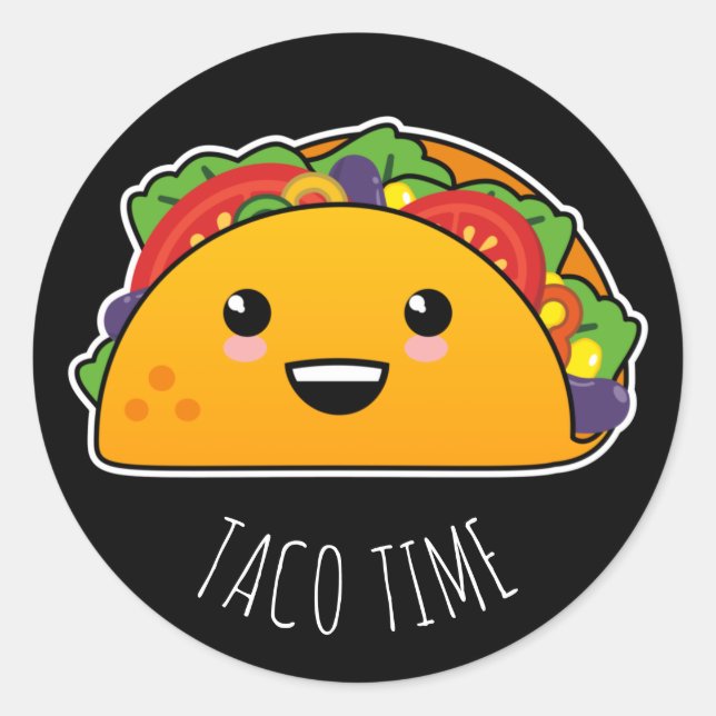 Adesivo Hora do Taco! Yummy Kawaii Taco (Frente)