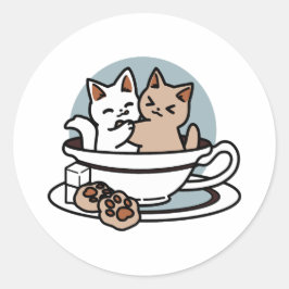 Adesivo Hora do Tea Meow - Design de Gato e Chá