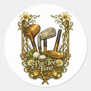 Adesivo Hora do Tee de Golfe Dourado