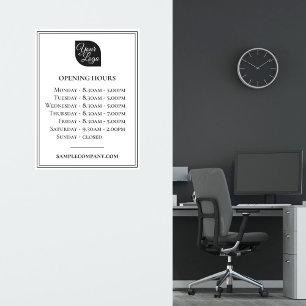 Adesivo Horário de Abertura Personalizável De Logotipo E