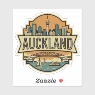 Adesivo Horizonte de Auckland Nova Zelândia Selo de Viagem