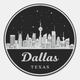 Adesivo Horizonte de Dallas Texas Paisagem Urbana Preto e 