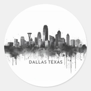 Adesivo Horizonte de Dallas Texas Paisagem Urbana Preto e 