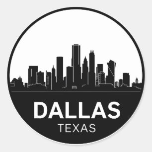 Adesivo Horizonte de Dallas Texas Paisagem Urbana Preto e 
