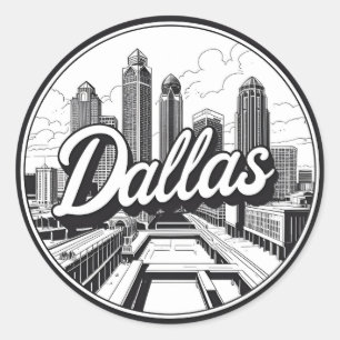 Adesivo Horizonte de Dallas Texas Paisagem Urbana Preto e 