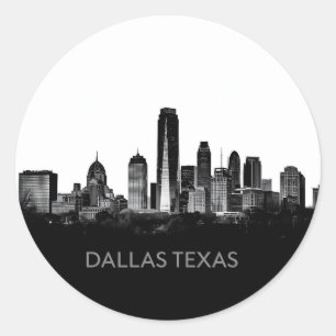 Adesivo Horizonte de Dallas Texas Paisagem Urbana Preto e 