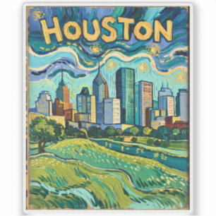 Adesivo Horizonte de Houston Marco Colorido Van Gogh Vinta