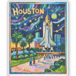 Adesivo Horizonte de Houston Space Center Rocket Van Gogh 