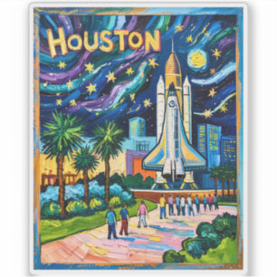 Adesivo Horizonte de Houston Space Center Rocket Van Gogh