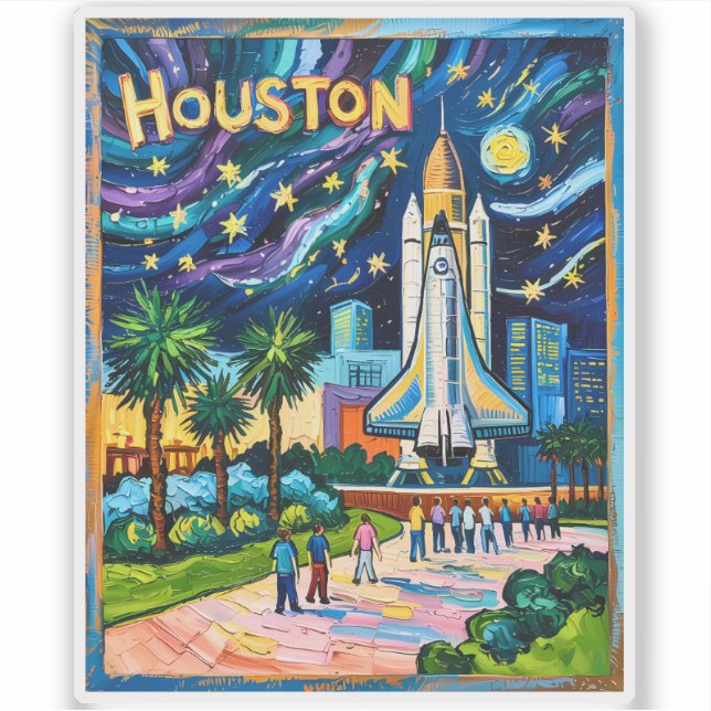 Adesivo Horizonte de Houston Space Center Rocket Van Gogh  (Frente)