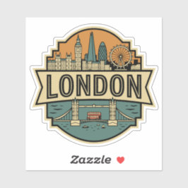 Adesivo Horizonte de Londres UK Selo de Viagem Vintage