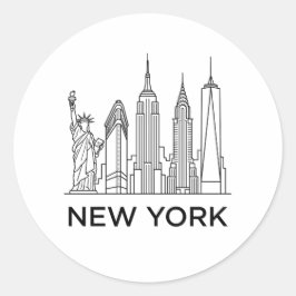 Adesivo Horizonte de Nova York Arte Linear Minimalista