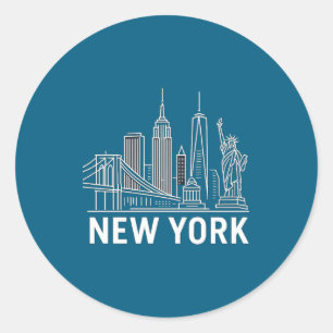 Adesivo Horizonte de Nova York Com Linha Branca da Estátua
