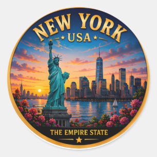 Adesivo Horizonte de Nova York na Hora Dourada