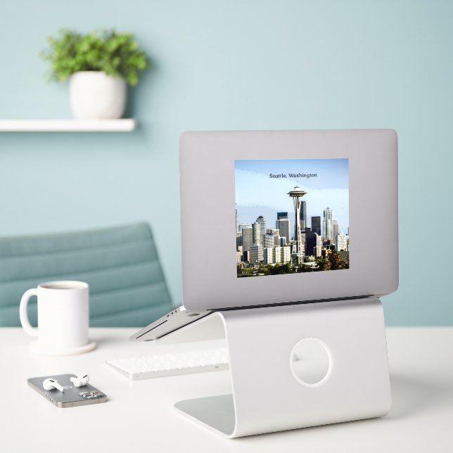 Adesivo Horizonte de Seattle, Washington (Laptop na mesa)